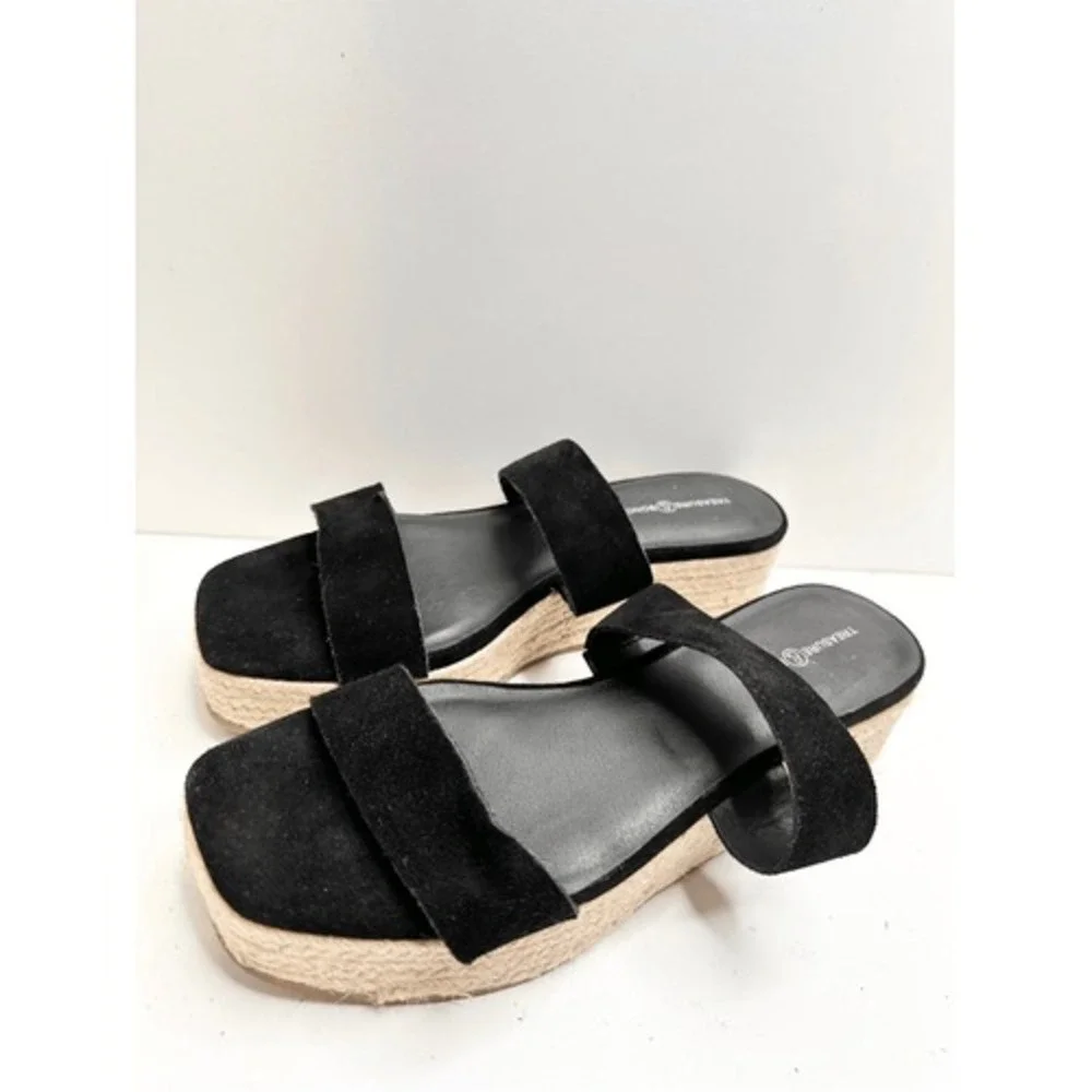 Treasure‎ & Bond Sandals Fatima Black Suede Espadrille Platform Wedges 8.5M